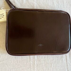 NWT Satchel & Page Leather Tech Organizer Men's Brown Leather Travel Pouch